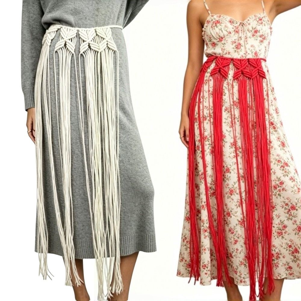 Ethnic Fashion Design - Bohemianowa siateczkowa ozdobna opaska na talię