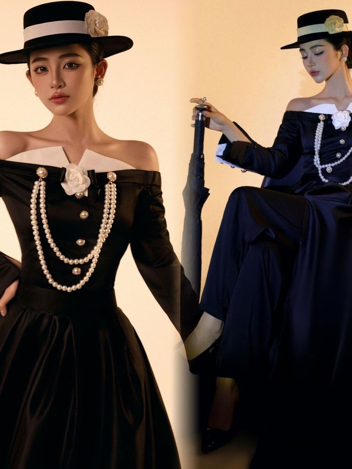 Ethnic Fashion Studio - Czarna Sukienka Hepburn Vintage do Sesji