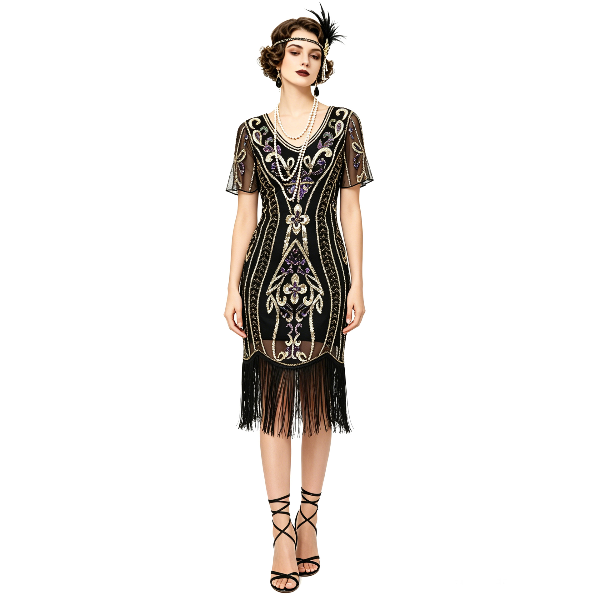 Ethnic Fashion Collection - Nowa Sukienka Vintage z Cekinami i